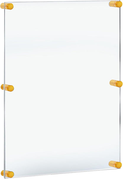 Azar Displays,105536, Floating Acrylic Wall Frame with Silver Hardware Stand Off Caps, Clear Hanging Photo Frame Display Mount with Frameless Border, Glass-Like Frame for Large Prints, 24" x 36"