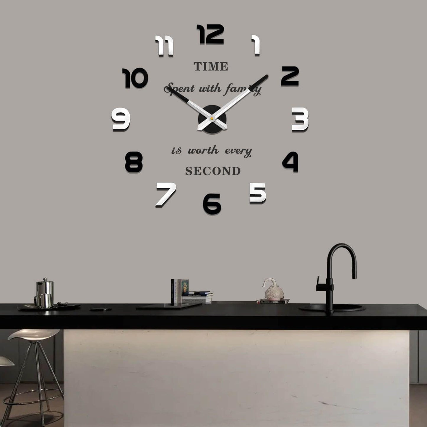 VANGOLD Large Wall Clocks for Living Room Decor, Decorative Wall Clocks Battery Operated (Black Wall Decor)
