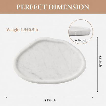 Koville Luxurious Natural Marble Vanity Tray, Cloud Shape Serving Stone Key Tray for Home Decor, 10" x 7" Marble Storage Trays for Bathroom, Stone Plate Holder for Perfume, Candle and Jewelry