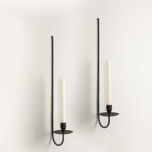 24.8" Iron Metal Wall Candle Sconce Holder, Set of 2 Wall Mount Candle Holders Modern Wall Candle Sconces Hanging for Living Room Farmhouse Fireplace Wedding