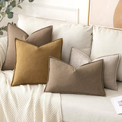 MIULEE Decorative Linen Euro Sham Pillow Covers 26x26 Cream White Boho Farmhouse Neutral Couch Throw Pillows for Bed Pack of 2 Accent Modern Pillowcase Sofa Livingroom Home Decor