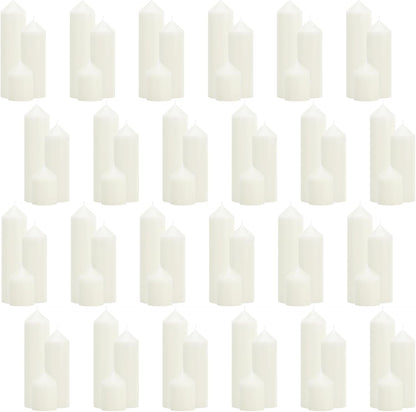 18 Pcs White Pillar Candles Bulk Set，Hurricane Candles，3 Different Lengths 2 x 3/4/6 Inch (6 Each)，Dripless Unscented Smokeless，Gives You a Better Atmosphere When Organizing an Event Party.