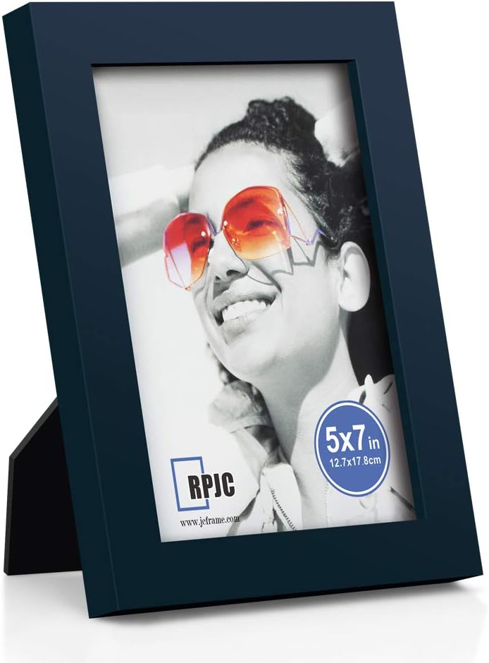 RPJC 5x7 Picture Frames Made of Solid Wood High Definition Glass for Table Top Display and Wall Mounting Photo Frame Black