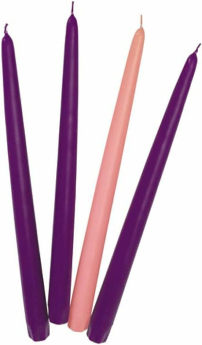 D'light Online White Taper Candles, 10 Inch Premium Quality Candles Hand-Dipped Tapered Candles, Dripless, Smokeless and Unwrapped Bulk Pack for Events - Set of 12 (10 Inch, White)