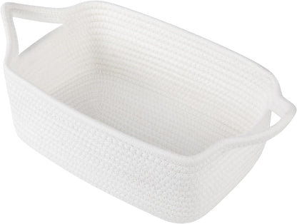 OIAHOMY Woven Basket, Gift Basket Empty with Gift Bags and Ribbons, Rope Baskets for Baby Showers, Storage Baskets with Handles for Nursery, Pet Toy Organizer - White