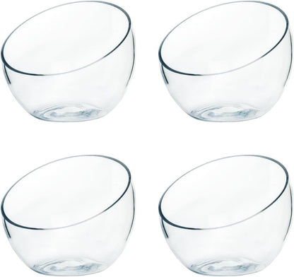 Slant Cut Bowl Glass, Glass Fish Bowl Vase, 6" Height x 7" Width Fruit Jar, Candy Dish, Clear Terraium, Flower Centerpiece