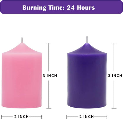 12 Pack Ivory 2x3 Inch Pillar Candles, 22 Hours Unscented Column Candles, Dripless Smokeless Unscented Candles for Home Weddings Restaurant Spa Church and Emergency