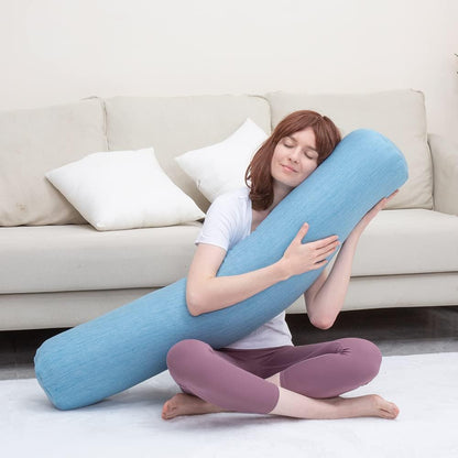 1 MIDDLE ONE Body Pillow for Adults, Bolster Pillow with Removable Velvet Cover, Long Round Cervical Roll Pillow, 47 x 7.87 Inches, Grey