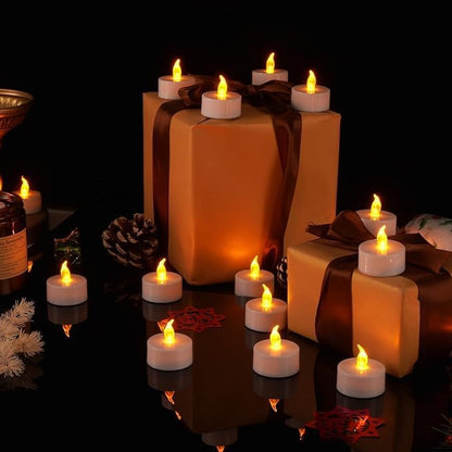 PUNPUBA LED Tea Lights Candles- 24Pack Flameless Candles Realistic and Bright Flickering Long Lasting 200Hours for Holiday Celebration,Party, Home Decoration WarmWhite,Battery Operated