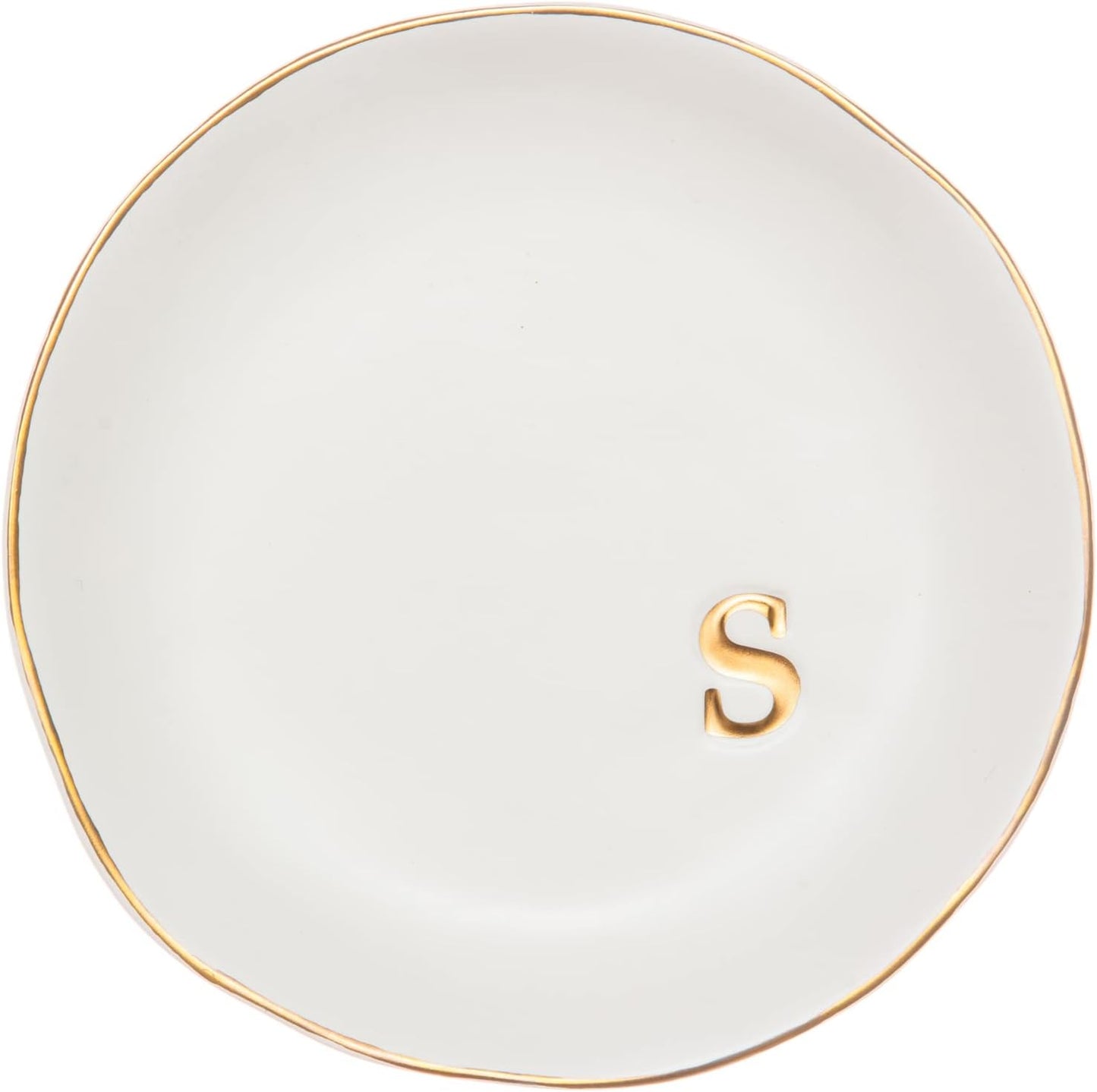 COLLECTIVE HOME - Ceramic Jewelry Tray, Decorative Trinket Dish for Rings Earrings Necklaces Bracelet Watch Keys, Birthday Mother's Day Christmas Gift for Women, 4.75", White Surface (M)