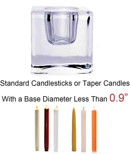 Square Glass Candle Holder Set of 2, Clear Taper Candlestick Holders, Ideal Gift for Dining Table, Wedding, Christmas and Party.…
