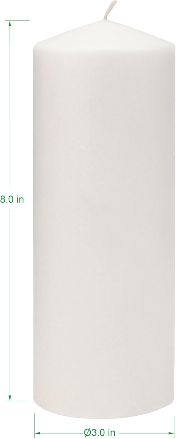Stonebriar Unscented White Tall Pillar Candles, 65 Hour Burning Candle Pillars, Perfect for Decor, Weddings, Emergencies 3" X 6", 6 count