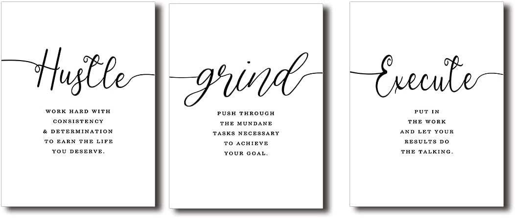 Inspirational Canvas Painting Wall Art -EPHANY ART,Mindset Quotes Prints, Success Framed Entrepreneur Poster Positive Quotes Wall Poster for Home Office Workplace (M-3pcs,12x16inchx3pcs)