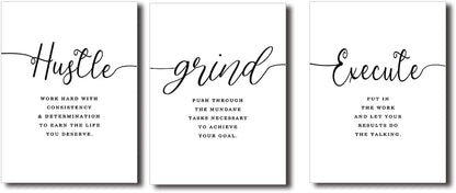 Inspirational Canvas Painting Wall Art -EPHANY ART,Mindset Quotes Prints, Success Framed Entrepreneur Poster Positive Quotes Wall Poster for Home Office Workplace (M-3pcs,12x16inchx3pcs)