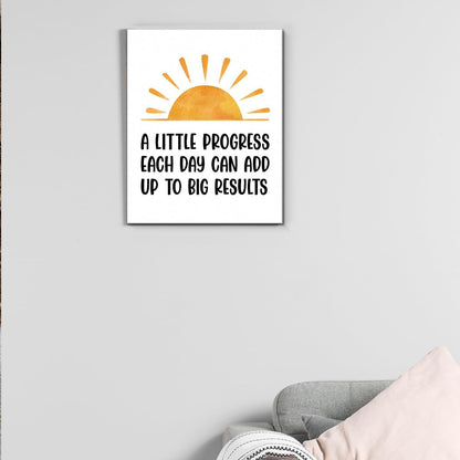 Inspirational Farmhouse Canvas Print Wall Art Decor One Small Positive Thought in the Morning Can Change Your Whole Day Sign Painting Plaque Rustic Home Decoration (8 X 8 Inches, Framed)