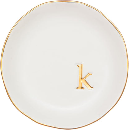 COLLECTIVE HOME - Ceramic Jewelry Tray, Decorative Trinket Dish for Rings Earrings Necklaces Bracelet Watch Keys, Birthday Mother's Day Christmas Gift for Women, 4.75", White Surface (M)