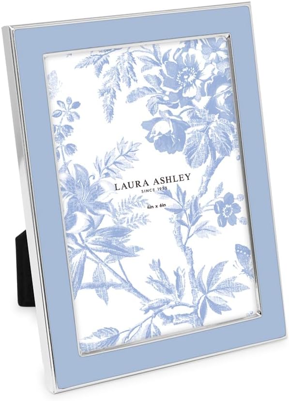 Laura Ashley 5x7 Navy Enamel Picture Frame, Gold Metal Edge with Easel, for Countertop, Counterspace, Tabletop Display, Bookshelf, Desk, Wall Décor, Photo Gallery (5x7, Navy W/Gold)