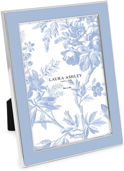 Laura Ashley 5x7 Navy Enamel Picture Frame, Gold Metal Edge with Easel, for Countertop, Counterspace, Tabletop Display, Bookshelf, Desk, Wall Décor, Photo Gallery (5x7, Navy W/Gold)