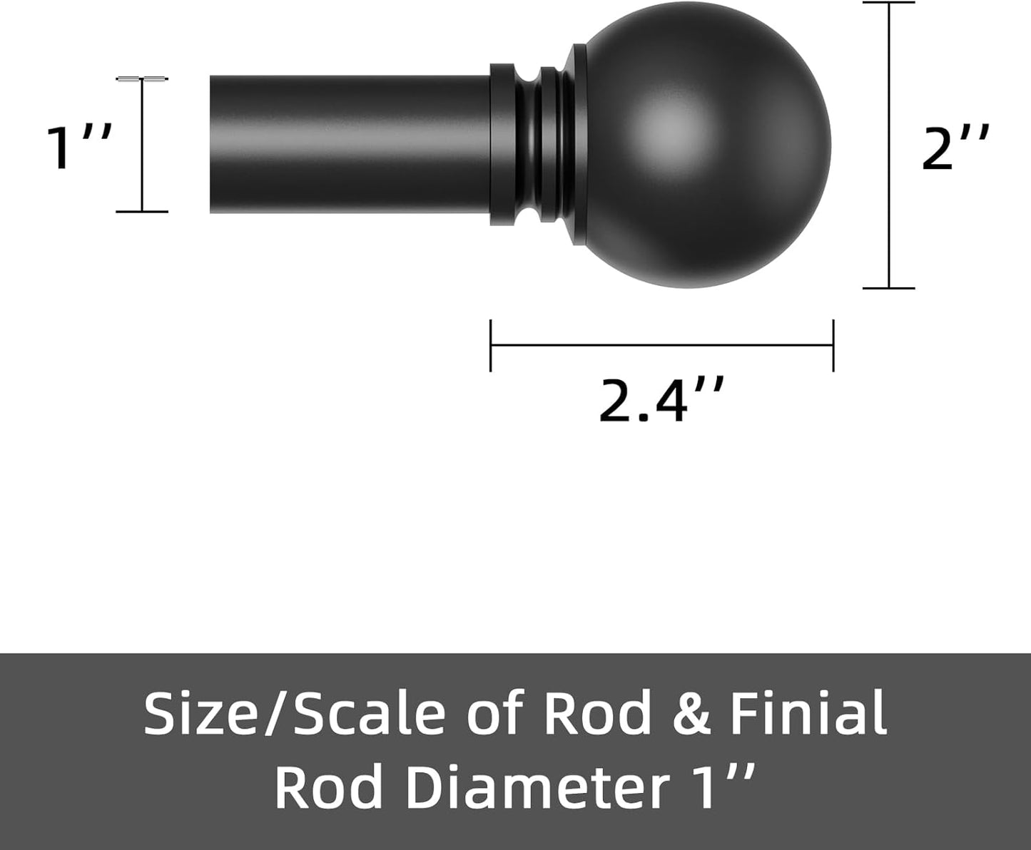 GXOACKJ Curtain Rods for windows 32-48 inch, 5/8 inch Decorative Curtain Rod Set, Matte Black Splicing Heavy Duty Metal Curtain Rod with Brackets