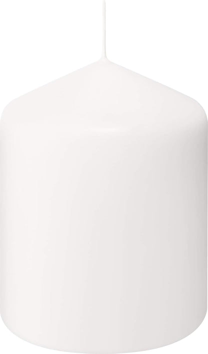 BOLSIUS 6 Ivory Pillar Candles Bulk - 3x4 Inches Candle Set - 40+ Hours Clean Burning - No Palm Oil - 0% Animal Fat - Premium European Quality - Unscented Dripless Restaurant Pillars
