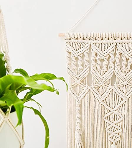 Mkono 2 Pcs Macrame Woven Wall Hanging Boho Chic Geometric Art Decor - Beautiful Bedroom Nursery Apartment Home Decoration, Gift for Girls Adults Birthday Christmas, 28" L x 13" W
