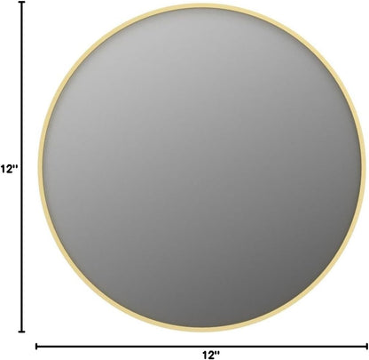 Itrue 12 Inch Small Round Decorative Wall Mirror, HD Silver-Coated Glass with Brushed Black Metal Frame, Minimalist Modern Accent Mirror for Vanity, Narrow Walls, Bathroom, Bedroom & Entryway