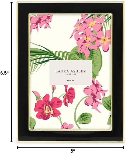 Laura Ashley 5x7 Navy Enamel Picture Frame, Gold Metal Edge with Easel, for Countertop, Counterspace, Tabletop Display, Bookshelf, Desk, Wall Décor, Photo Gallery (5x7, Navy W/Gold)