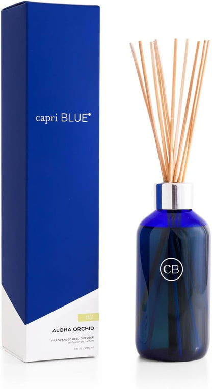 Capri Blue Volcano Reed Diffuser Set - Includes Reed Diffuser Sticks, Fragrance Oil, and Glass Bottle - Luxury Scented Room Freshener - White (8 fl oz)