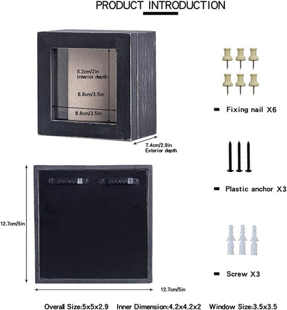 Freezing point Shadow Box Frame 8x8 Shadow Boxes Display Case with Linen Back Memorabilia Awards Medals Bouquet Photos Picture Badge Wedding Memory Box for Keepsakes Carbonized Small Pin Board