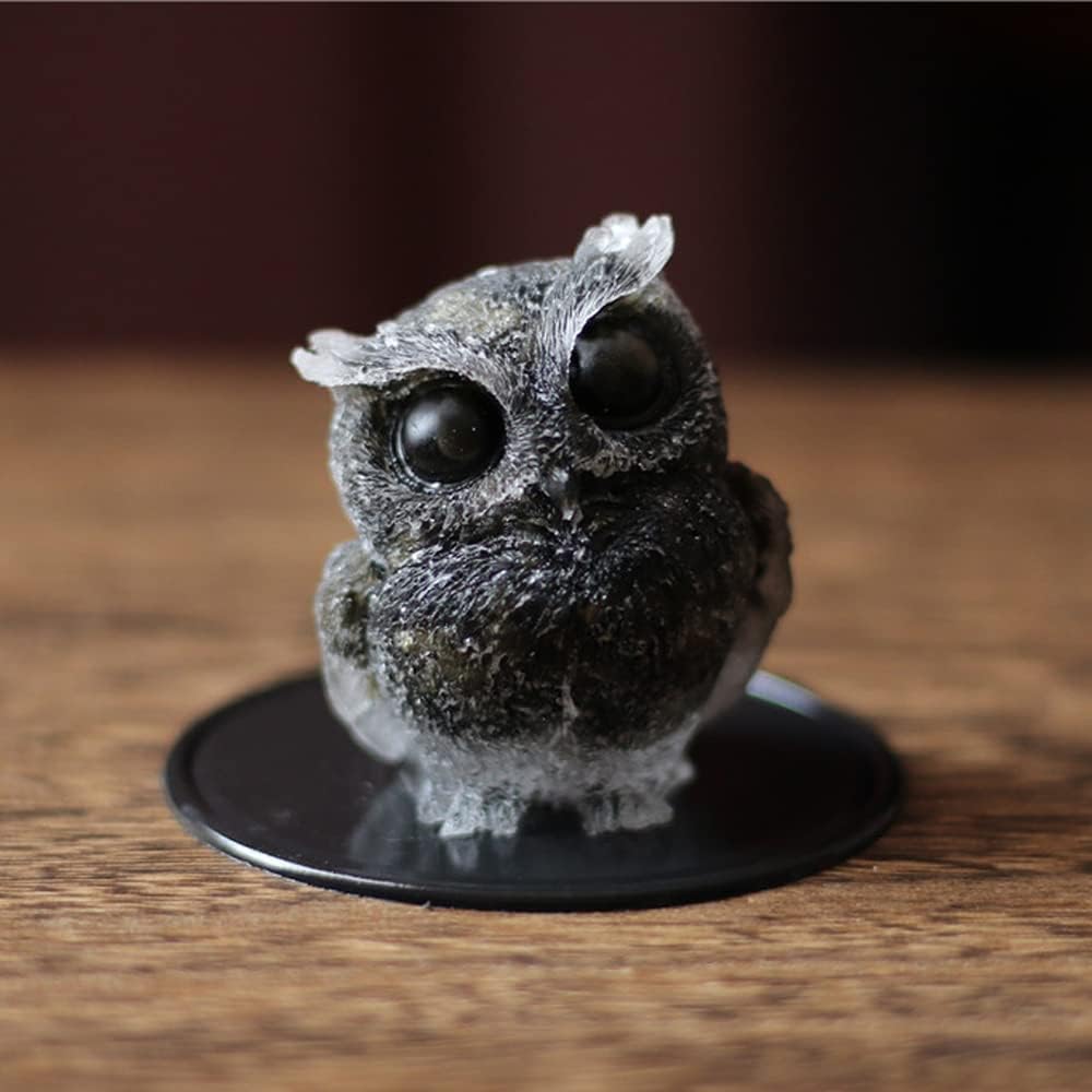 OwMell Owl Statue Tumbled Stone Gemstone Owl Figurine Home Decor Shelf Decor 2.5" - Turquoise
