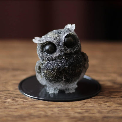 OwMell Owl Statue Tumbled Stone Gemstone Owl Figurine Home Decor Shelf Decor 2.5" - Turquoise