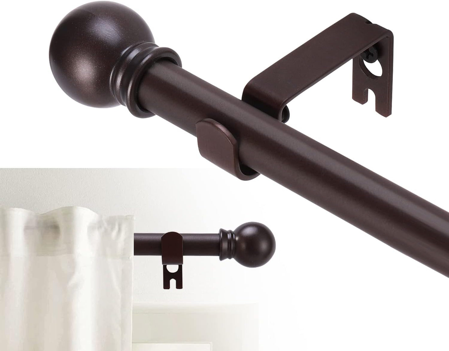 GXOACKJ Curtain Rods for windows 32-48 inch, 5/8 inch Decorative Curtain Rod Set, Matte Black Splicing Heavy Duty Metal Curtain Rod with Brackets