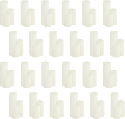 18 Pcs White Pillar Candles Bulk Set，Hurricane Candles，3 Different Lengths 2 x 3/4/6 Inch (6 Each)，Dripless Unscented Smokeless，Gives You a Better Atmosphere When Organizing an Event Party.