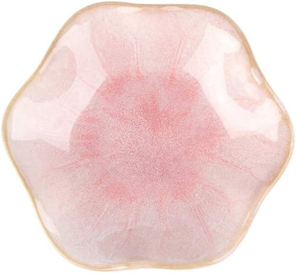 JAMEND CLXP Lotus Leaf Shape Decorative Ring Tray, Small Key Bowl, Ceramic Trinket Tray Jewelry Dish Organizing Necklace Earrings, Home Decoration for Mom Best Friend Sister, Pink.