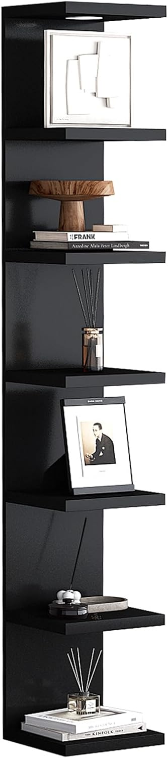 LitaEther Versatile 7 Tier Wall Shelf Unit,White Lack Wall Shelf,Display Floating Shelf with LED Remote Control Light