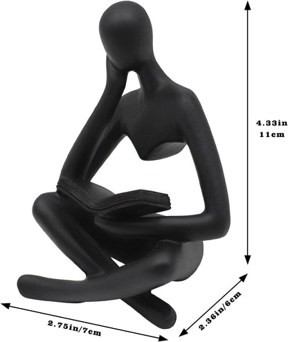 Jinkoozz Reading Women Statue, Thinker Sculptures, Abstract Art Ornament, Modern Aesthetic Figurine Decoration, Suitable for Home Living Room Bedroom Office Shelf Table Desk Bookshelf Decor
