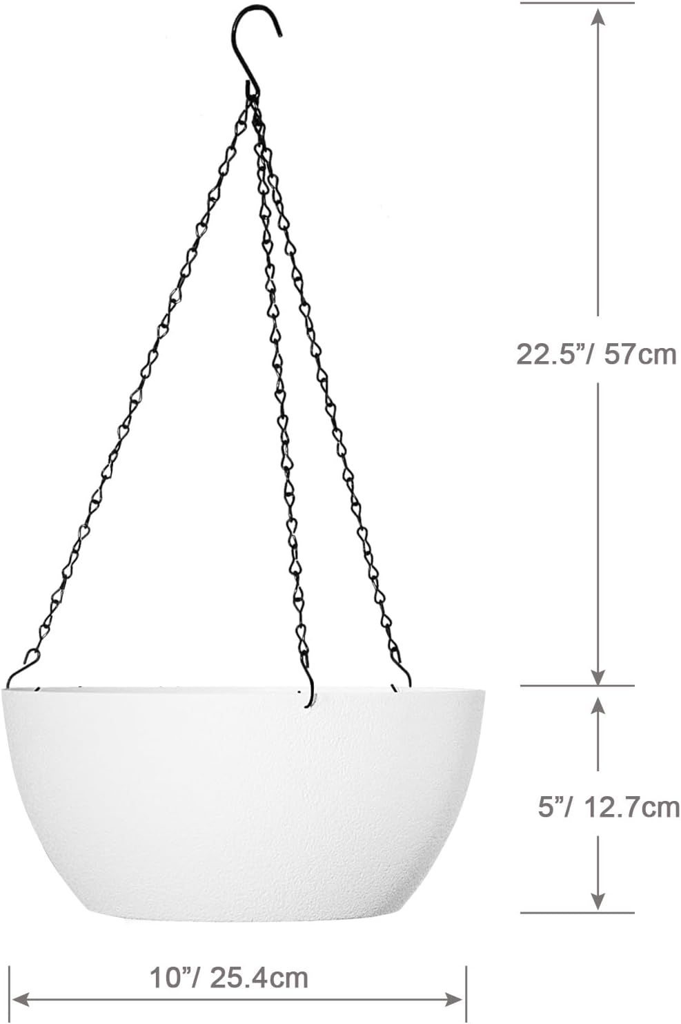 WSMKSZ 10 inch Hanging Planters for Outdoor Indoor Plants with Drainage Holes and Chain, 2 Pack Round Hanging Flower Pots for Garden Home Porch Decor, Black