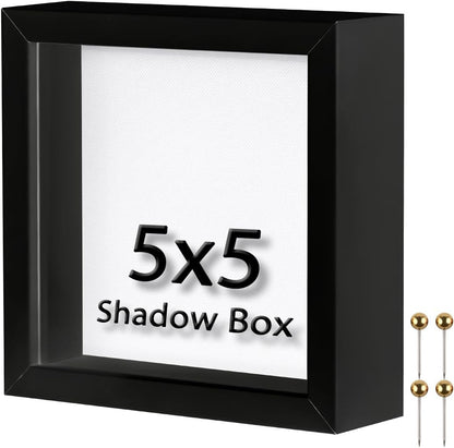 8x10 Shadow Box Frame | Soft Linen Back & Push Pins Included, Polystyrene Glass Memory Display Case for Flowers, Tickets & Cherished 3D Items, Black