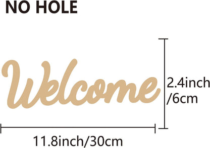 CREATCABIN Welcome Sign Welcome Wood Cutout Wooden Wall Decor Letters Laser Cut Art Unfinished Rustic Decorative DIY for Front Door Home Gallery Porch Coffee Bar Wreath Gift 11.8 x 2.4 Inch