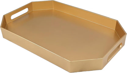 Green Decorative Tray with Handles, Versatile Serving Tray for Coffee Table, Ottoman, Ideal for Serving, Displaying, Organizing, 15.7"*10.2"*1.57"
