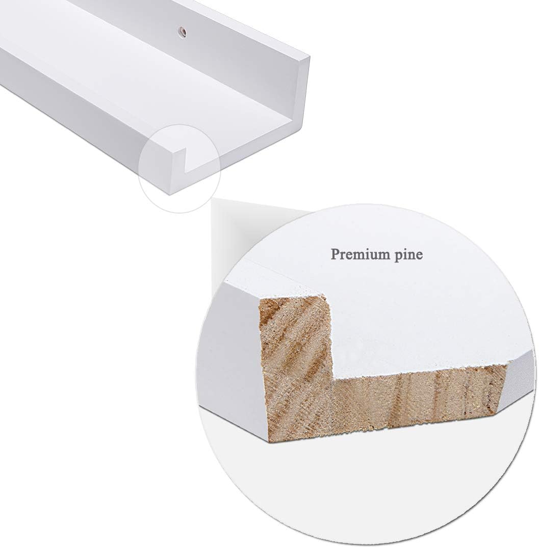 AZSKY Floating Shelves Wall Mounted Set of 2 Natural Wood Picture Shelves Wall Shelves for Bedroom Bathroom Living Room Kitchen Laundry Room Storage & Decoration 24 Inch