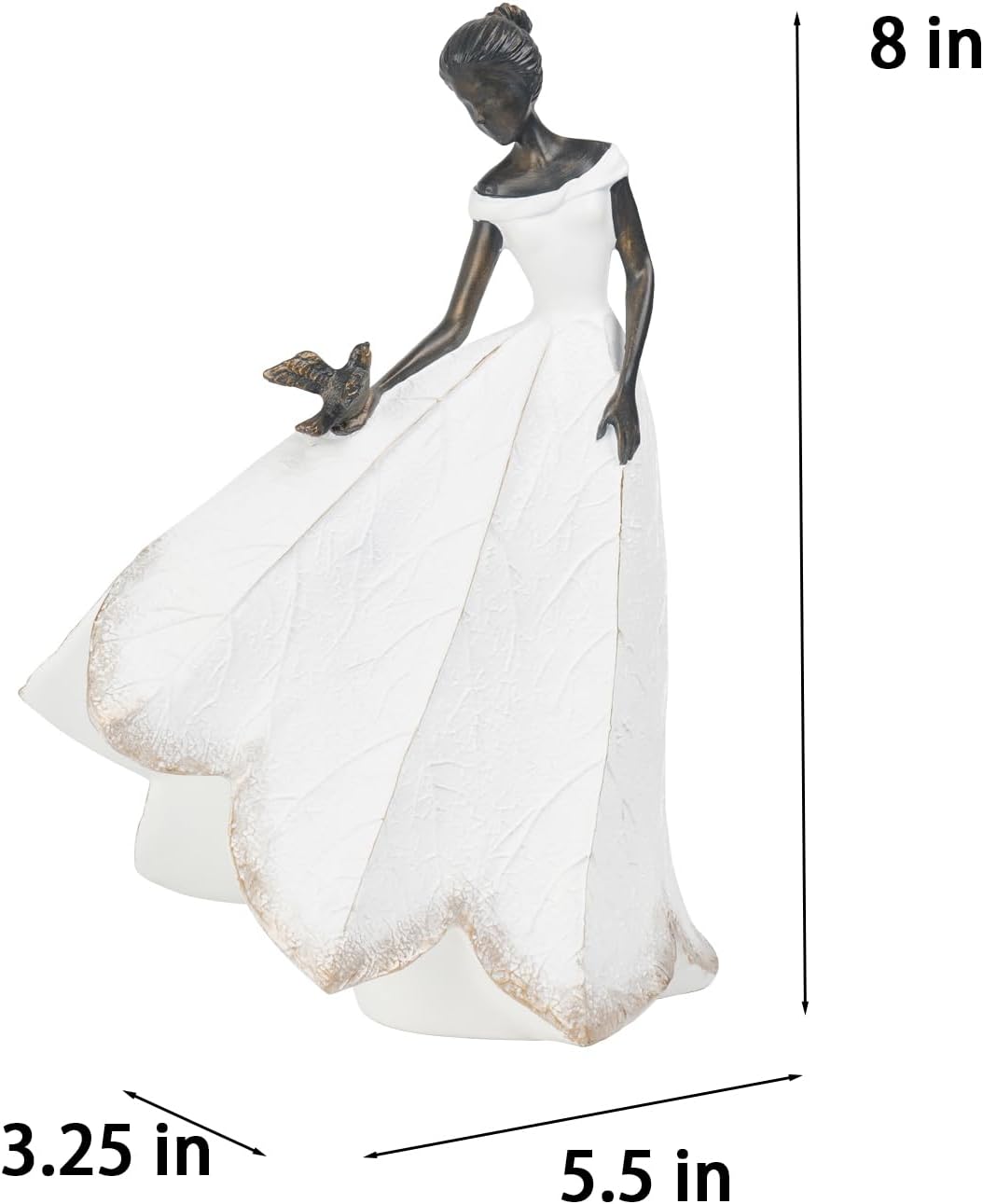 Guichifun Fairy Statue Collection Home Decoration - Leaf Angel Girls Resin Modern Table Decor for Living Room Office Sculpture Decor for Women Indoor Rustic Figurines Gift 5 x 3 x 7.5 Inch