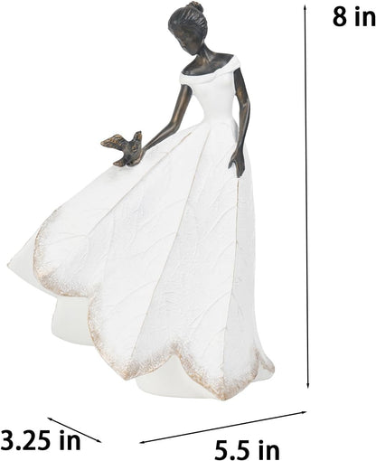 Guichifun Fairy Statue Collection Home Decoration - Leaf Angel Girls Resin Modern Table Decor for Living Room Office Sculpture Decor for Women Indoor Rustic Figurines Gift 5 x 3 x 7.5 Inch