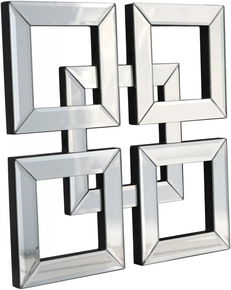 QMDECOR 2 Pack Silver Mirrored Square Wall-Mounted Mirrors Modern Glam Accent Decor for Home