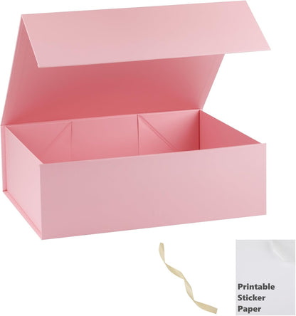 Pink Gift Box,10x7.3x3.5 Gift Boxes With Lids For Presents Includes Ribbon And Diy Printable Sticker Paper,Bridesmaid Proposal Box,Magnetic Gift Box For Birthday,Wedding,Graduation - Colors B