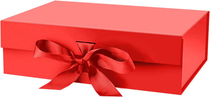 DaiJoob Gift Box with Lid for Presents 10.5x7.5x3.1 Inches with Ribbon and Magnetic Closure(1-Pack) (Black)
