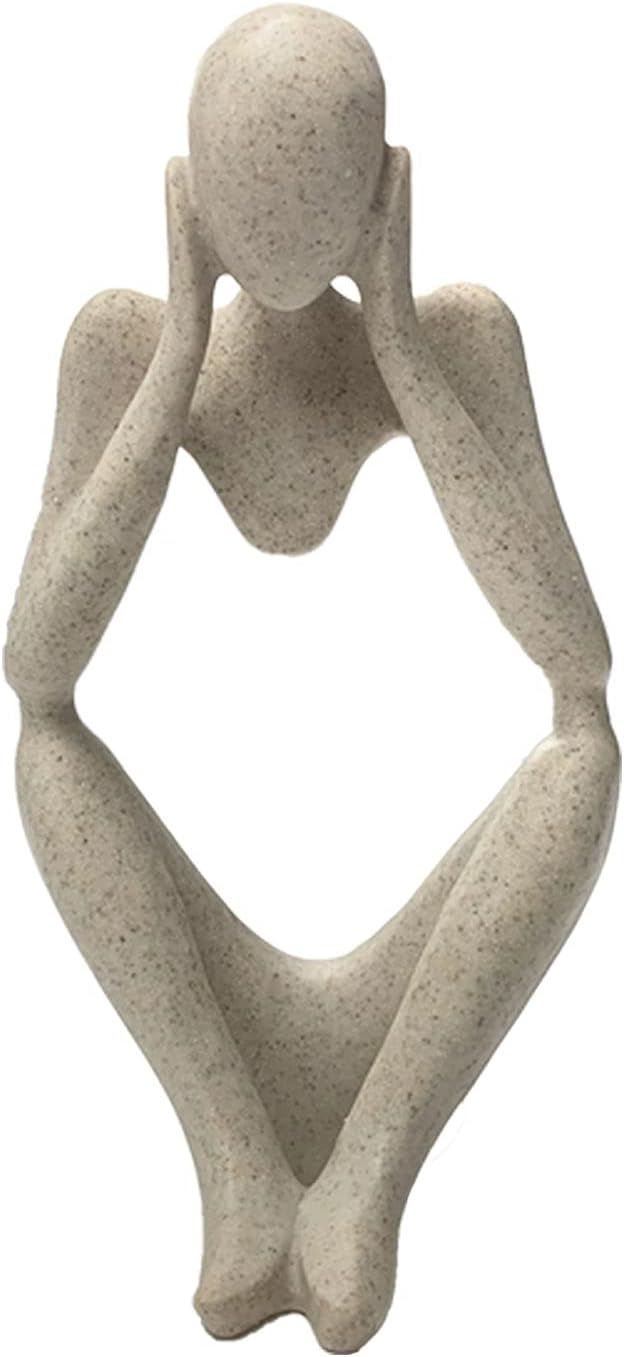 prosfalt Sandstone Resin Thinker Style Abstract Sculpture Statue Collectible Figurines Home Office Bookshelf Desktop Decor(Sandstone - Left Reverie)