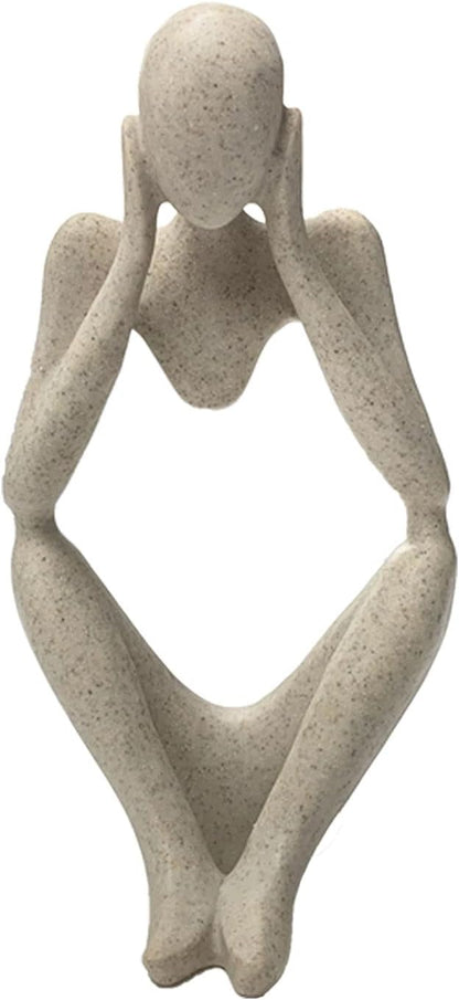 prosfalt Sandstone Resin Thinker Style Abstract Sculpture Statue Collectible Figurines Home Office Bookshelf Desktop Decor(Sandstone - Left Reverie)