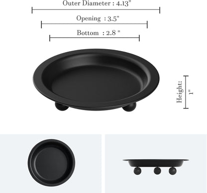 Black Candle Candlestick Holder Decor, 4.13 Inch Round Candles Tray Holders Set of 2, Iron Plate Candle Stand for Pillar Ball Candles, Metal Porta Velas for Home Decor Table Centerpiece