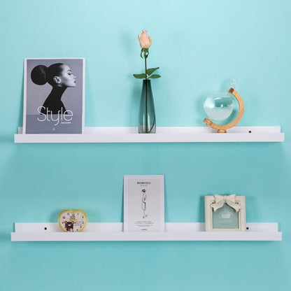 AZSKY Floating Shelves Wall Mounted Set of 2 Natural Wood Picture Shelves Wall Shelves for Bedroom Bathroom Living Room Kitchen Laundry Room Storage & Decoration 24 Inch